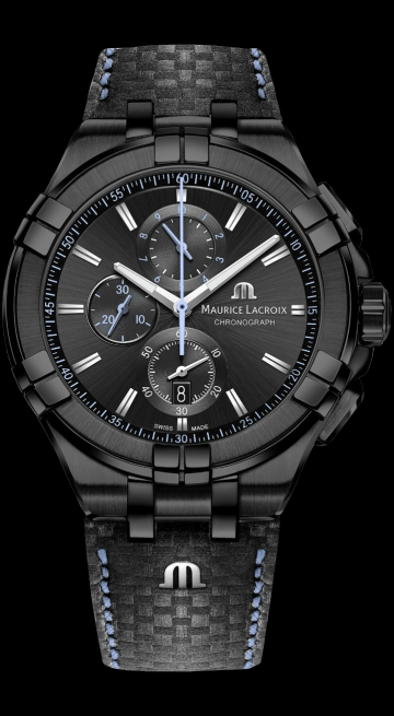 Maurice Lacroix Aikon Chronograph Limited Edition Black Dial Black Leather Strap Watch for Men - AI1018-PVB01-337-1 Watches Maurice Lacroix   