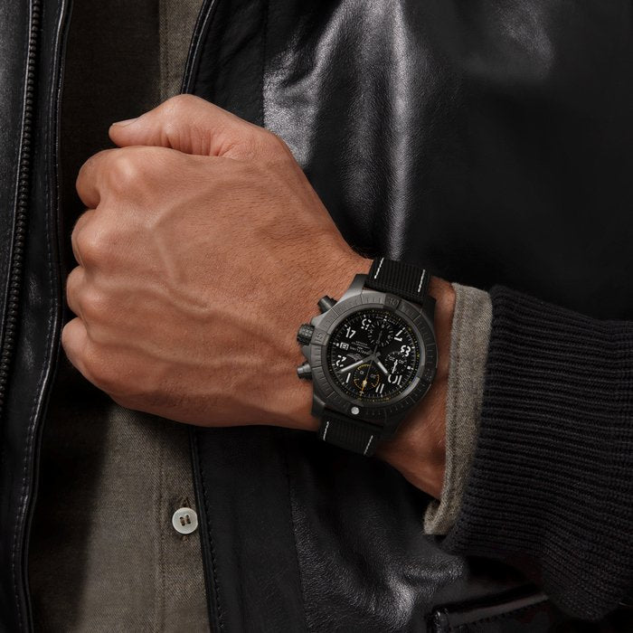 Breitling Avenger Chronograph 45mm Night Mission Black Dial Black Nylon Strap Watch for Men - V13317101B1X1 Watches Breitling   