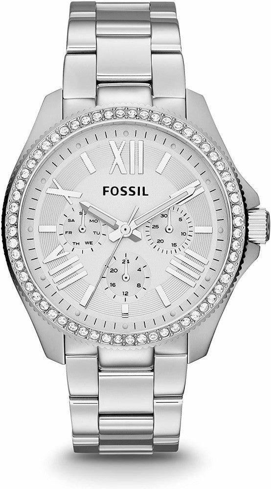 Fossil Cecile Chronograph Silver Dial Silver Steel Strap Watch for Women - AM4481 Watches Fossil   