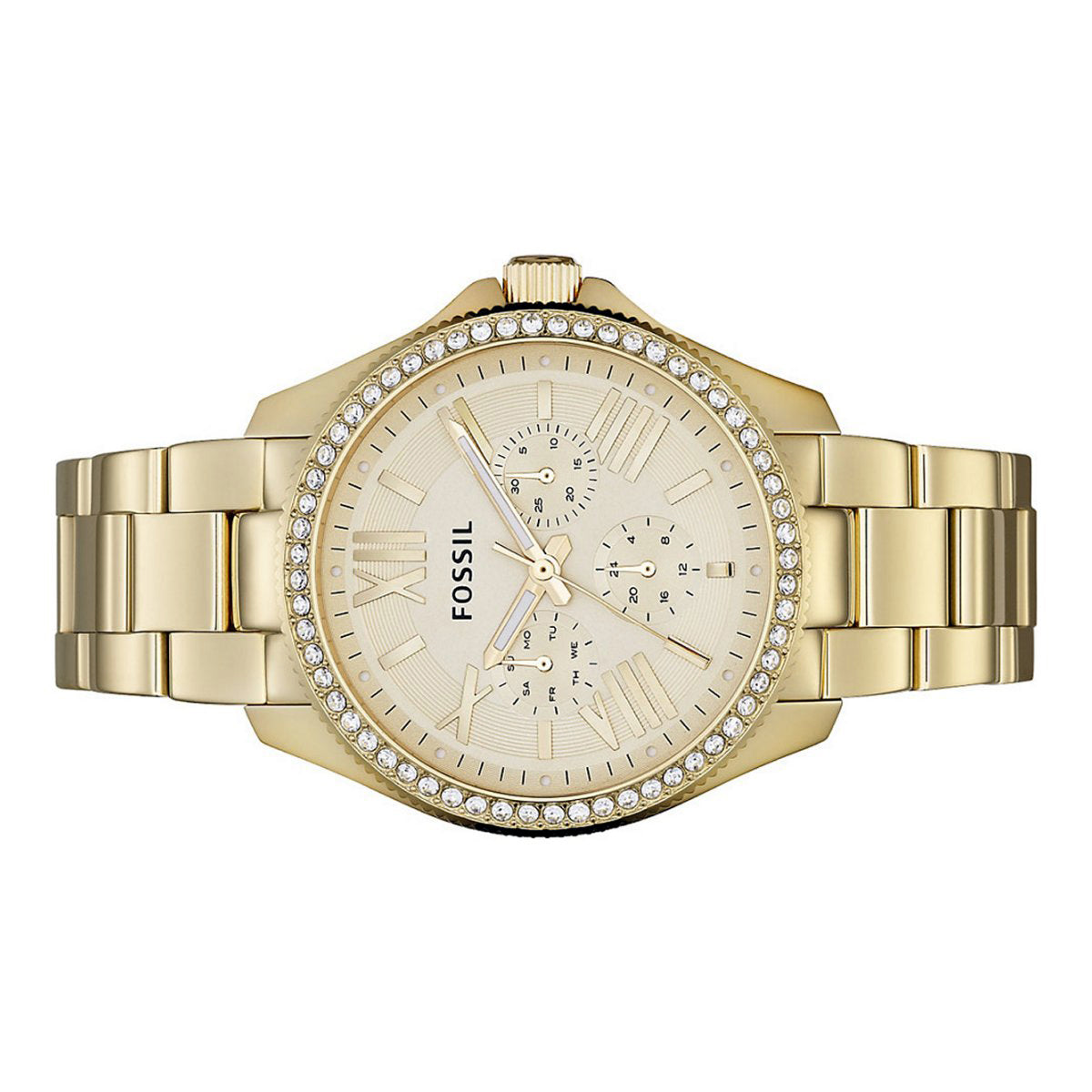 Fossil Cecile Chronograph Gold Dial Gold Steel Strap Watch for Women - AM4482 Watches Fossil   