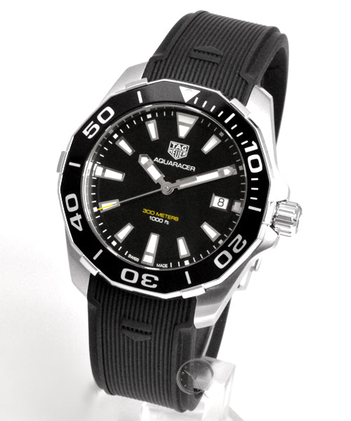 Tag Heuer Aquaracer Black Dial Black Rubber Strap Watch for Men - WAY111A.FT6151 Watches Tag Heuer   