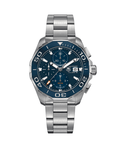 Tag Heuer Aquaracer Calibre 16 43mm Blue Dial Silver Steel Strap Watch for Men - CAY211B.BA0927 Watches Tag Heuer   