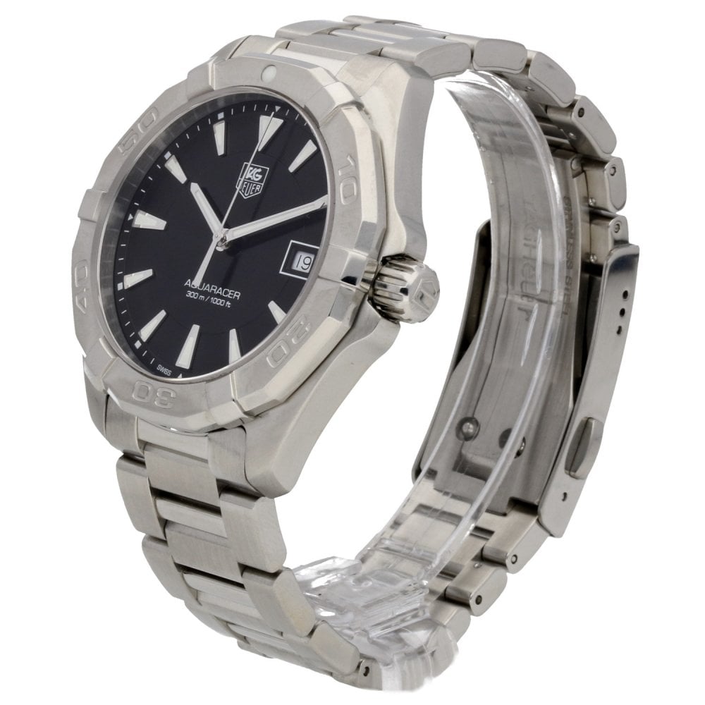 Tag Heuer Aquaracer 41mm Quartz Black Dial Silver Steel Strap Watch for Men - WAY1110.BA0928 Watches Tag Heuer   