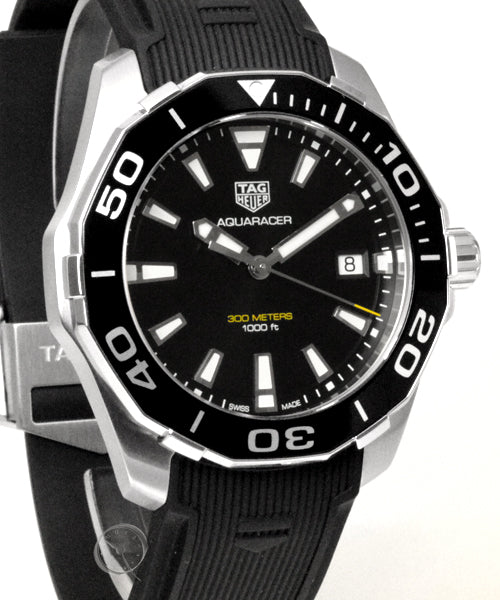 Tag Heuer Aquaracer Black Dial Black Rubber Strap Watch for Men - WAY111A.FT6151 Watches Tag Heuer   