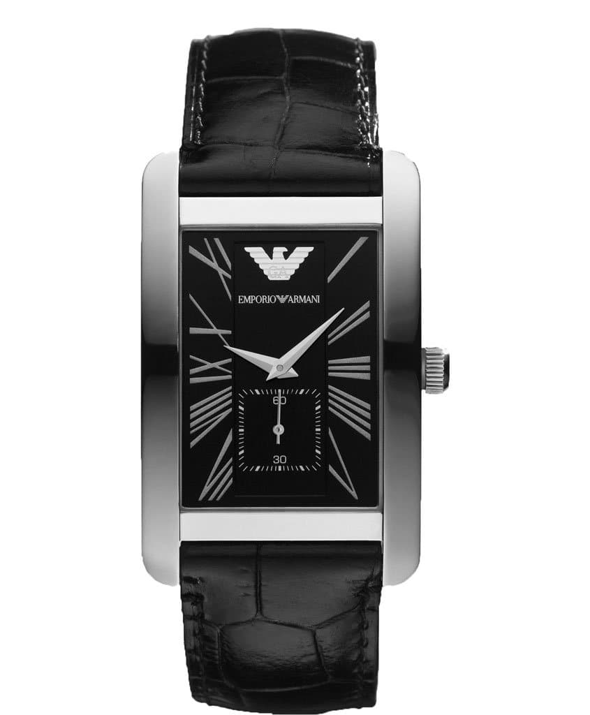 Emporio Armani Black Dial Black Leather Strap Watch For Men - AR0143 Watches Emporio Armani   