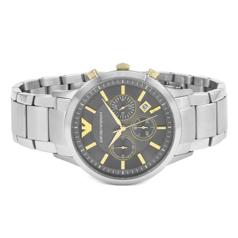 Emporio Armani Quartz Grey Dial Stainless Steel Watch For Men - AR11047 Watches Emporio Armani   