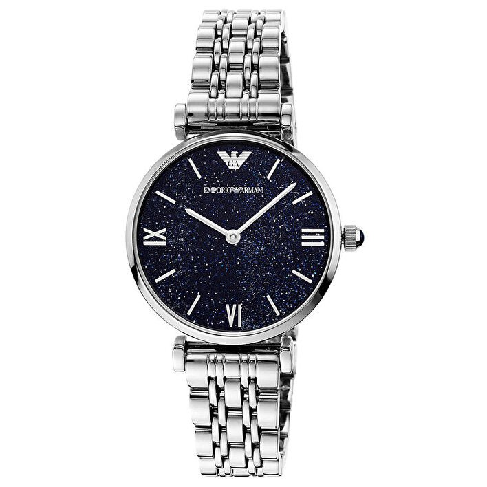 Emporio Armani Gianni T Bar Dark Blue Dial Silver Stainless Steel Watch For Women - AR11091 Watches Emporio Armani   