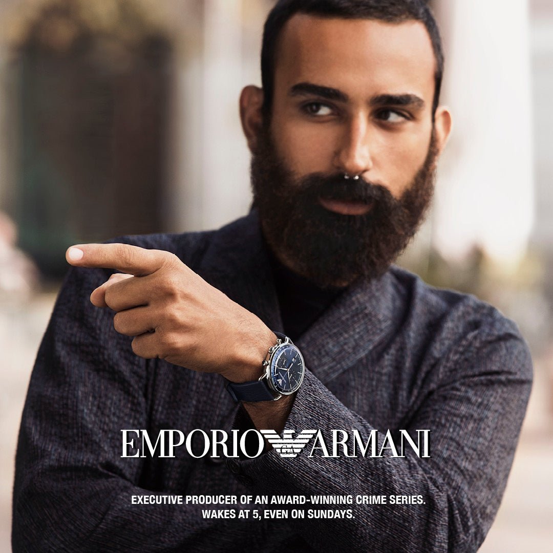 Emporio Armani Aviator Blue Dial Blue Leather Strap Watch For Men - AR11105 Watches Emporio Armani   