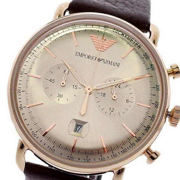 Emporio Armani Aviator Grey Dial Brown Leather Strap Watch For Men - AR11106 Watches Emporio Armani   