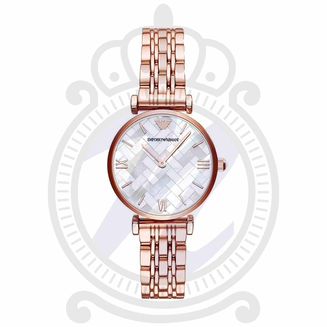 Emporio Armani Mother of Pearl Dial Rose Gold Stainless Steel Watch For Women - AR11110 Watches Emporio Armani   