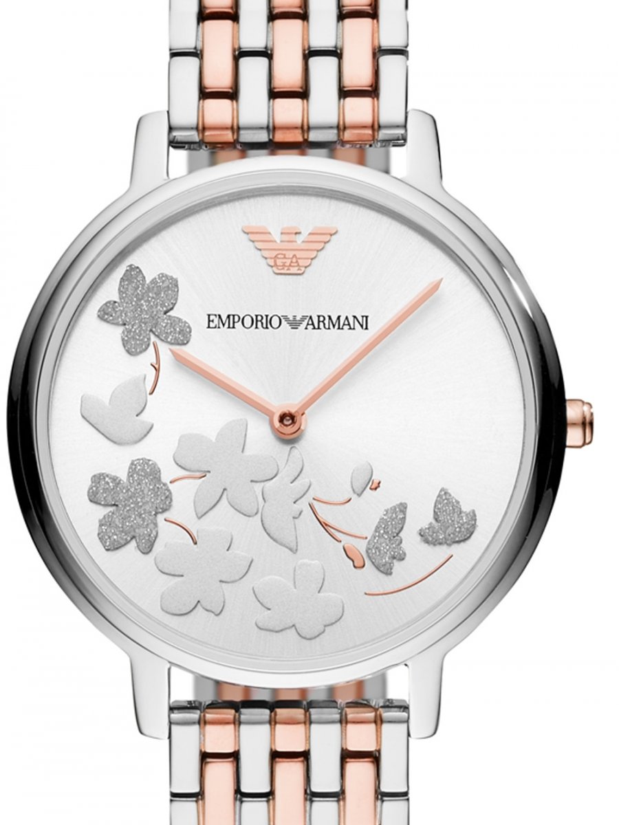 Emporio Armani Silver Sunray Dial Two-Tone Stainless Steel Strap Watch For Women - AR11113 Watches Emporio Armani   