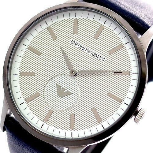 Emporio Armani Renato White DIal Blue Leather Strap Watch For Men - AR11119 Watches Emporio Armani   