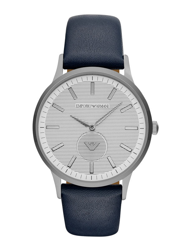 Emporio Armani Renato White DIal Blue Leather Strap Watch For Men - AR11119 Watches Emporio Armani   