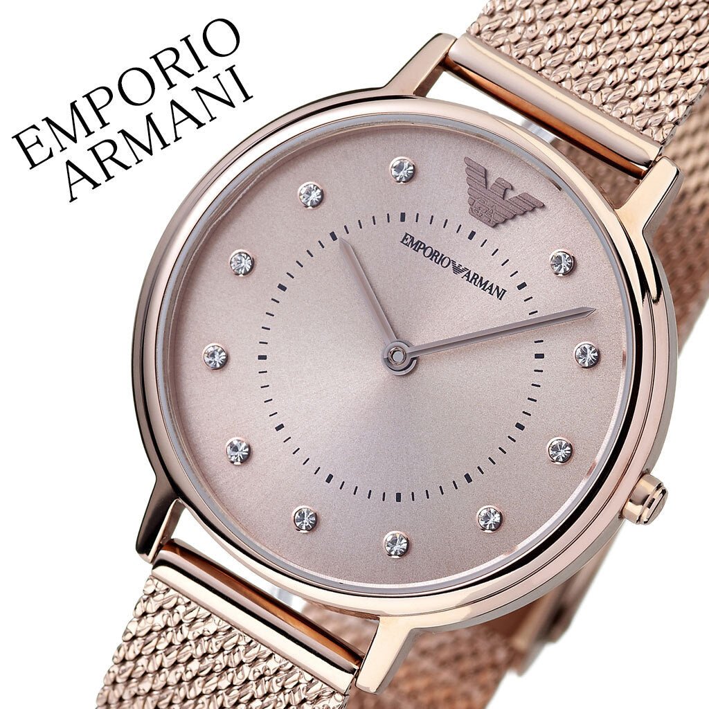 Emporio Armani Pink Dial Pink Mesh Bracelet Watch For Women - AR11129 Watches Emporio Armani   