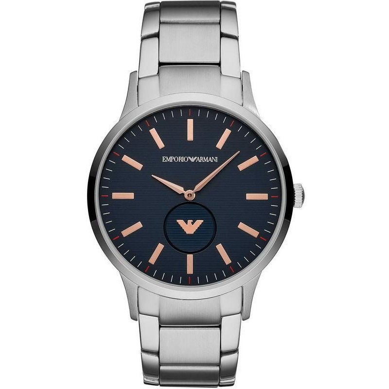 Emporio Armani Renato Blue Dial Silver Stainless Steel Watch For Men - AR11137 Watches Emporio Armani   