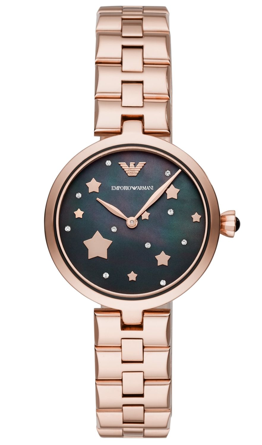 Emporio Armani Arianna Black Dial Rose Gold Stainless Steel Watch For Women - AR11197 Watches Emporio Armani   