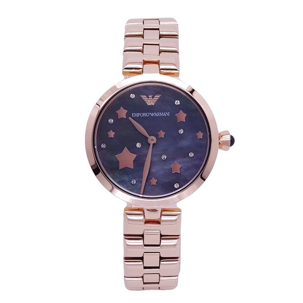 Emporio Armani Arianna Black Dial Rose Gold Stainless Steel Watch For Women - AR11197 Watches Emporio Armani   