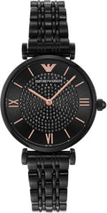 Emporio Armani Gianni T Bar All Black Diamond Dial Watch For Women - AR11245 Watches Emporio Armani   