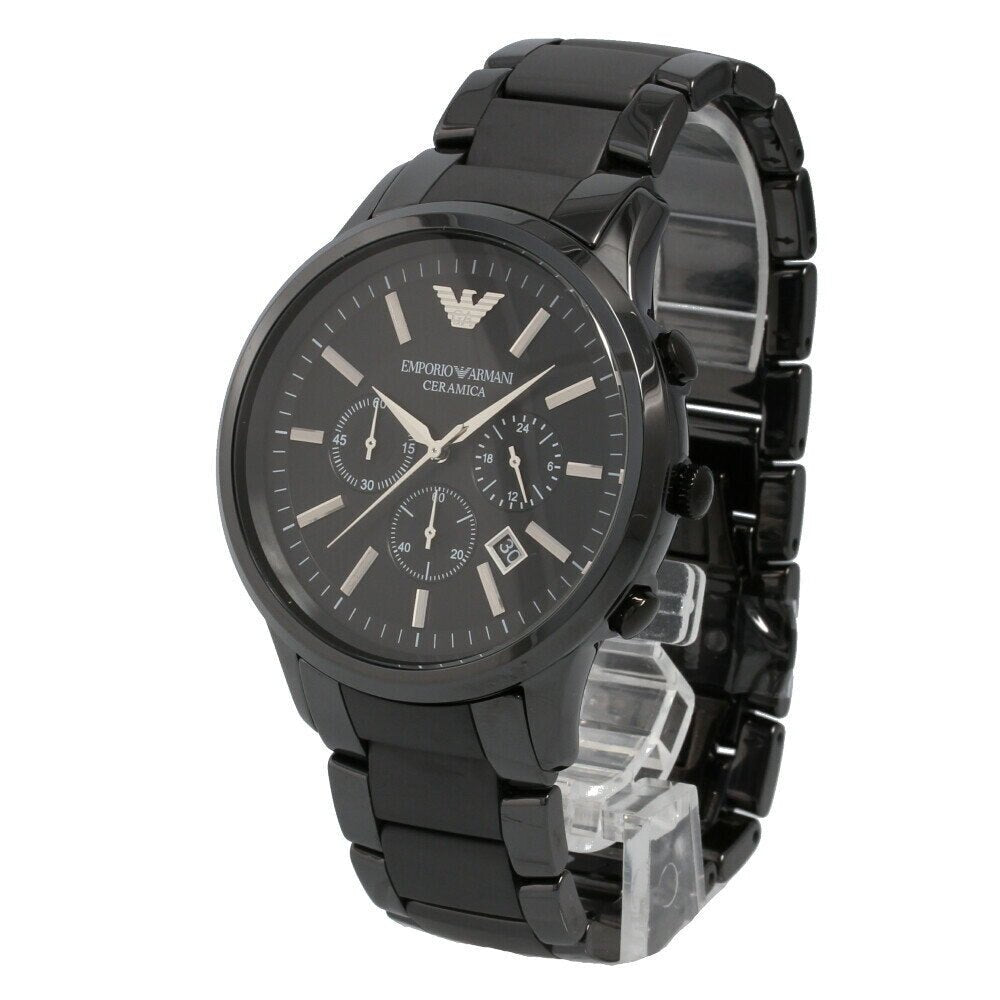 Emporio Armani Ceramica Chronograph Black Dial Black Stainless Steel Watch For Men - AR1451 Watches Emporio Armani   