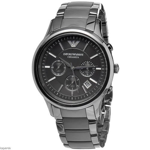 Emporio Armani Ceramica Chronograph  Black Dial Black Strap Watch For Men - AR1452 Watches Emporio Armani   