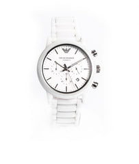 Emporio Armani Luigi Chronograph Ceramic White Dial White Ceramic Strap Watch For Men - AR1499 Watches Emporio Armani   