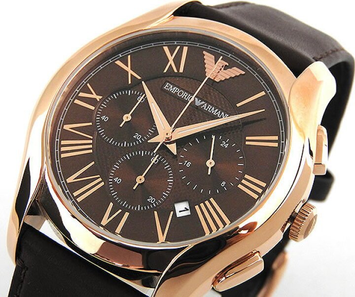 Emporio Armani Chronograph Brown Dial Brown Leather Strap Watch For Men - AR1701 Watches Emporio Armani   