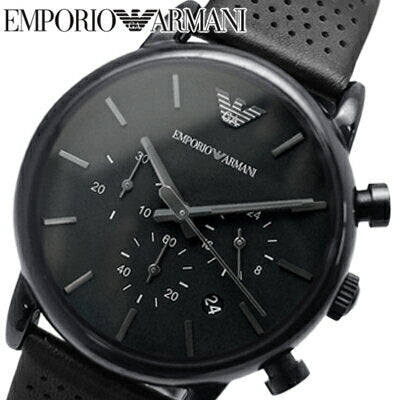 Emporio Armani Luigi Chronograph Black Dial Black Leather Strap Watch For Men - AR1737 Watches Emporio Armani   