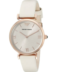 Emporio Armani Gianni T Bar Light Brown Dial White Leather Strap Watch For Women - AR1769 Watches Emporio Armani   