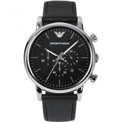 Emporio Armani Luigi Chronograph Black Dial Black Leather Watch For Men - AR1828 Watches Emporio Armani   