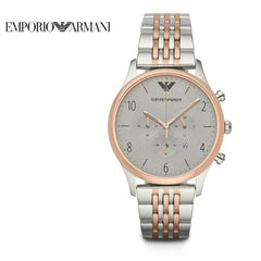 Emporio Armani Beta Chronograph Grey Dial Two-Tone Stainless Steel Strap Watch For Men - AR1864 Watches Emporio Armani   