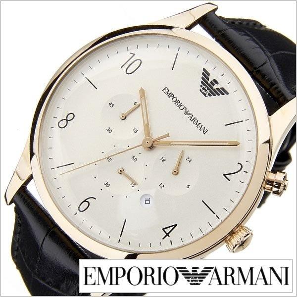 Emporio Armani Classic Chronograph White Dial Black Leather Strap Watch For Men - AR1892 Watches Emporio Armani   