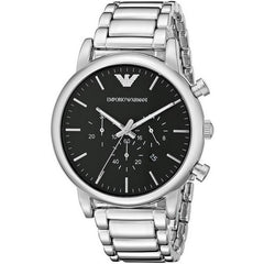 Emporio Armani Luigi Black Dial Silver Stainless Steel Watch For Men - AR1894 Watches Emporio Armani   