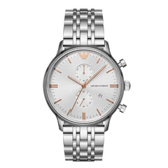 Emporio Armani Chonograph SIlver Dial Silver  Stainless Steel Watch For Men - AR1933 Watches Emporio Armani   