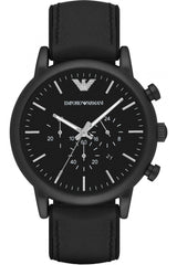 Emporio Armani Luigi Chronohraph Black Dial Black Leather Strap Watch For Men - AR1970 Watches Emporio Armani   