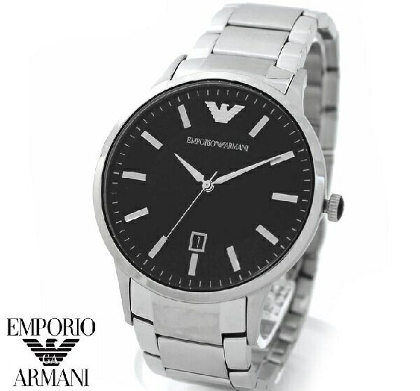 Emporio Armani Sportivo Black Dial Silver Stainless Steel Watch For Men - AR2457 Watches Emporio Armani   