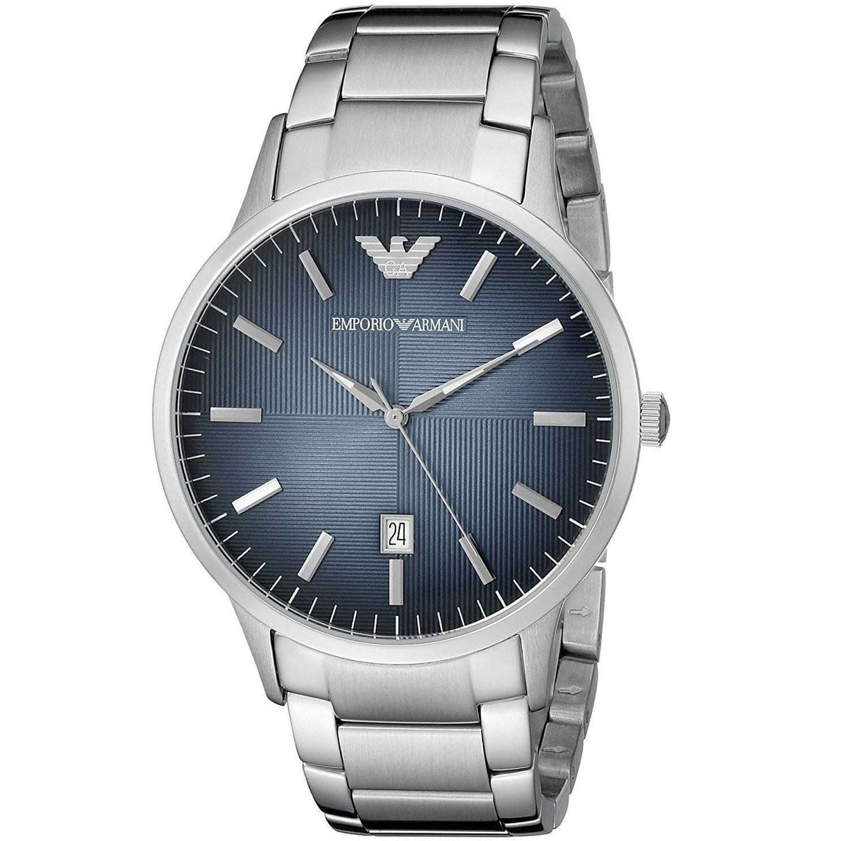 Emporio Armani Renato Blue Dial Silver Stainless Steel Watch For Men - AR2472 Watches Emporio Armani   