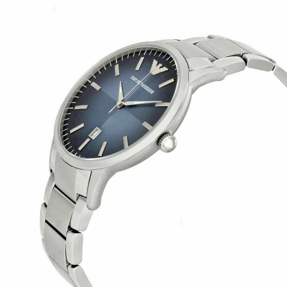 Emporio Armani Renato Blue Dial Silver Stainless Steel Watch For Men - AR2472 Watches Emporio Armani   