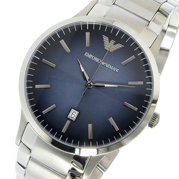 Emporio Armani Renato Blue Dial Silver Stainless Steel Watch For Men - AR2472 Watches Emporio Armani   