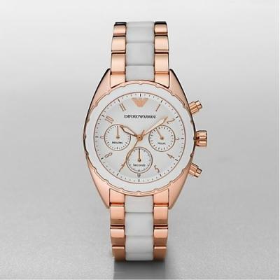 Emporio Armani Sportivo White Dial Rose Gold & White Stainless Steel Watch For Women - AR5942 Watches Emporio Armani   