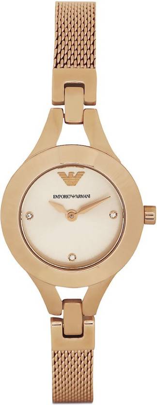 Emporio Armani Chiara Silver Dial Rose Gold Stainless Steel Watch For Women - AR7362 Watches Emporio Armani   