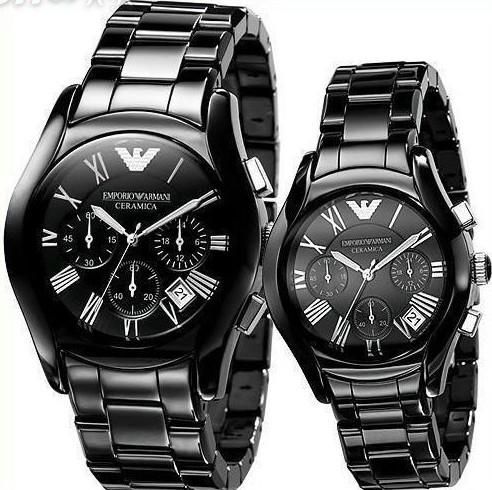 Emporio Armani Valente Chronograph Black Ceramic Watch For Men - AR1400 Watches Emporio Armani   