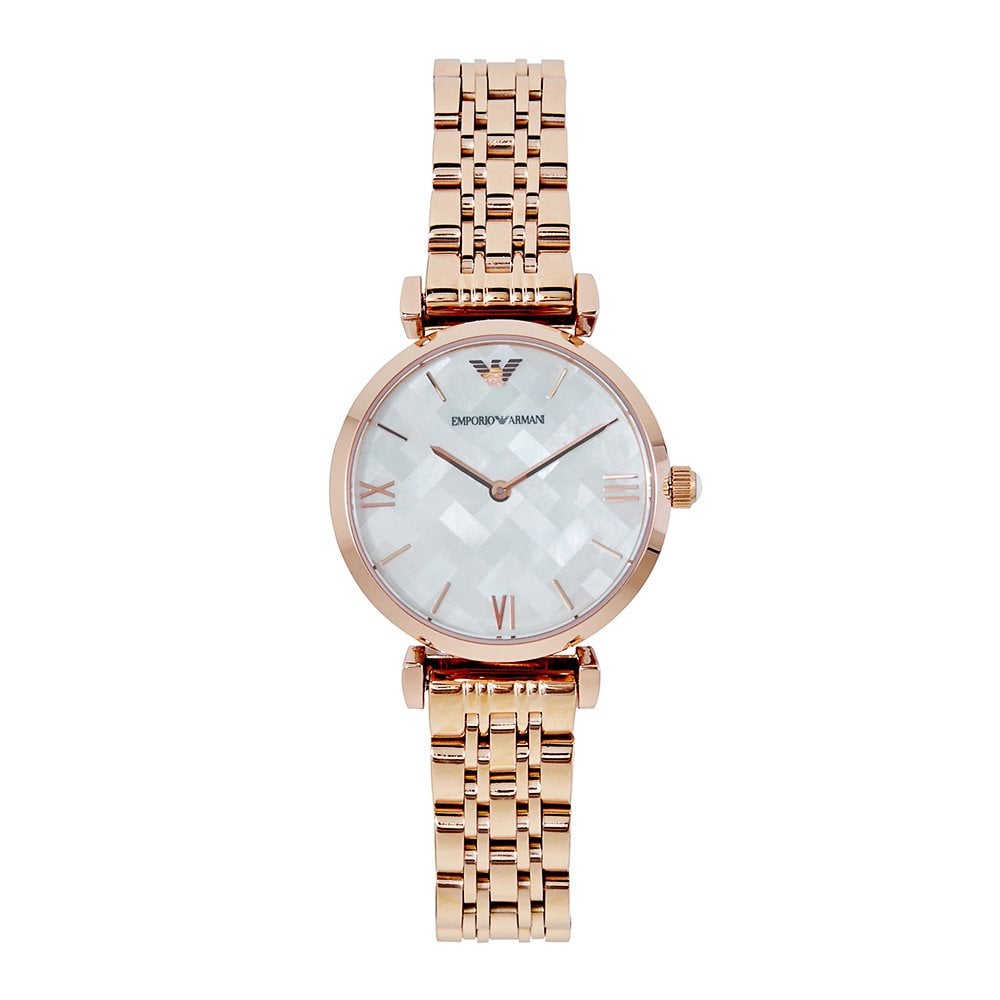 Emporio Armani Mother of Pearl Dial Rose Gold Stainless Steel Watch For Women - AR11110 Watches Emporio Armani   