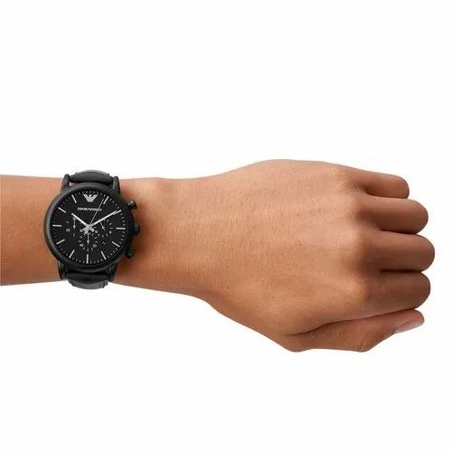 Emporio Armani Luigi Chronohraph Black Dial Black Leather Strap Watch For Men - AR1970 Watches Emporio Armani   