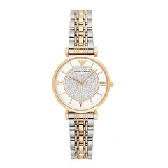 Emporio Armani Gianni T Bar White Dial Two Tone Stainless Steel Watch For Women - AR8031 Watches Emporio Armani   