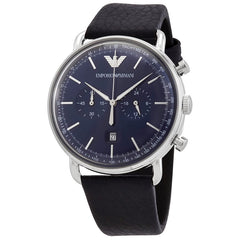 Emporio Armani Aviator Blue Dial Blue Leather Strap Watch For Men - AR11105 Watches Emporio Armani   