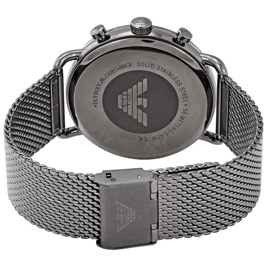 Emporio Armani Aviator Brown Dial Grey Mesh Bracelet Watch For Men - AR11141 Watches Emporio Armani   