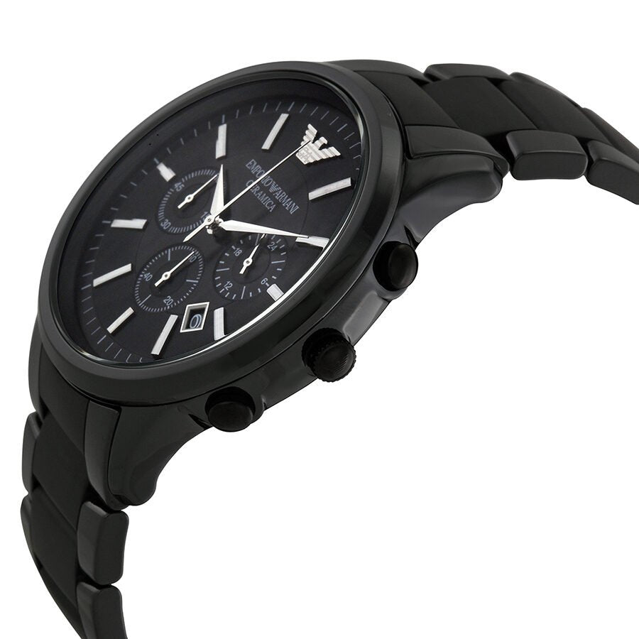 Emporio Armani Ceramica Chronograph Black Dial Black Stainless Steel Watch For Men - AR1451 Watches Emporio Armani   