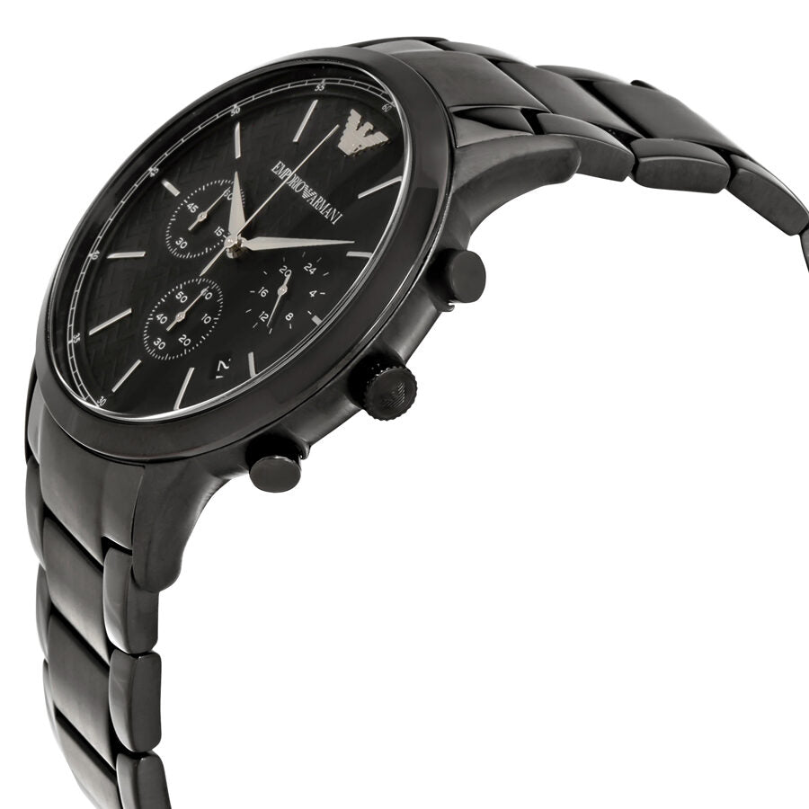 Emporio Armani Dress Chronograph Quartz Black Dial Black Stainless Steel Strap Watch For Men - AR2485 Watches Emporio Armani   