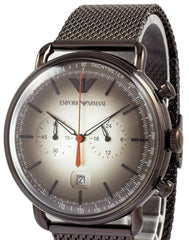 Emporio Armani Aviator Chronograph Grey Dial Brown Mesh Bracelet Watch For Men - AR11169 Watches Emporio Armani   