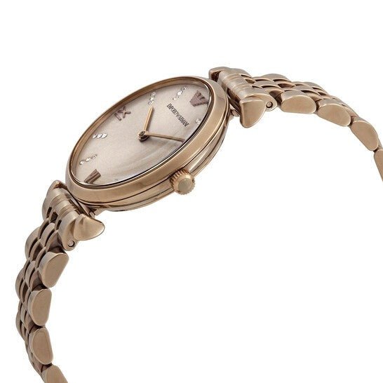 Emporio Armani T-Bar Gianni Rose Gold Dial Stainless Steel Watch For Women - AR11059 Watches Emporio Armani   